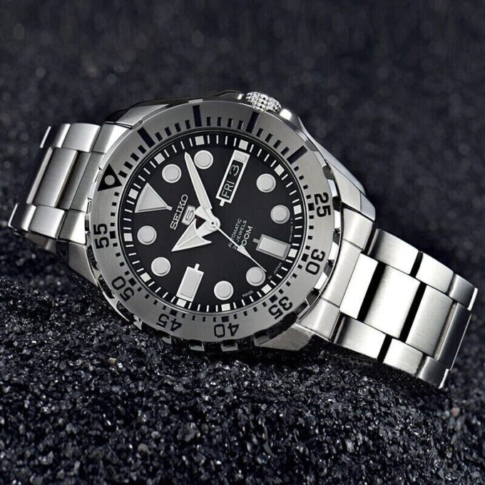 Automatico Meccanico Water Ghost Impermeabile Sportivo da Uomo Cinturino in acciaio nero