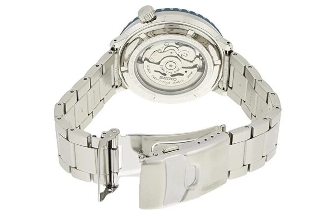 N. 5 Orologio meccanico automatico con cinturino in acciaio, piccolo, blu
