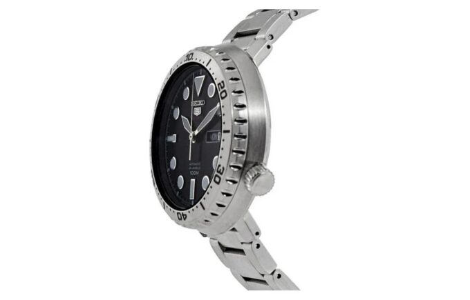 N. 5 Orologio meccanico automatico con cinturino in acciaio, piccolo, nero