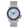 N. 5 Orologio meccanico automatico impermeabile con cinturino in acciaio blu argento