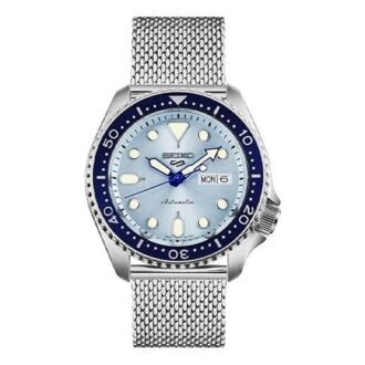 N. 5 Orologio meccanico automatico impermeabile con cinturino in acciaio blu argento