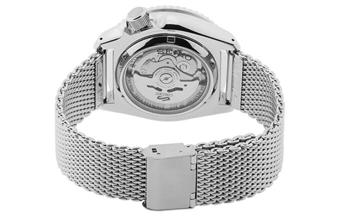 N. 5 Orologio meccanico automatico impermeabile con cinturino in acciaio blu argento