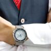 N. 5 Orologio meccanico automatico impermeabile con cinturino in acciaio blu argento