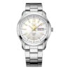 N. 5 Orologio meccanico da lavoro sportivo in acciaio con cinturino, impermeabile, bianco