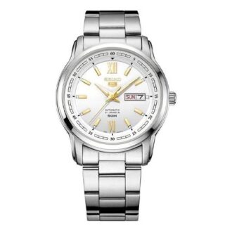 N. 5 Orologio meccanico da lavoro sportivo in acciaio con cinturino, impermeabile, bianco N. 5 Orologio meccanico da lavoro sportivo in acciaio con cinturino, impermeabile, bianco