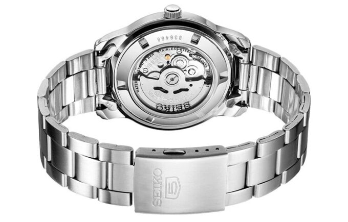 N. 5 Orologio meccanico da lavoro sportivo in acciaio con cinturino, impermeabile, bianco