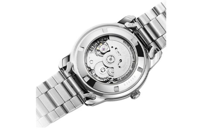 N. 5 Orologio meccanico da lavoro sportivo in acciaio con cinturino, impermeabile, bianco