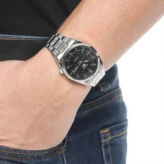 N. 5 Sports Orologio meccanico sportivo con cinturino in acciaio, nero