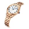 Orologio al quarzo alla moda con quadrante blu e bianco, cinturino in oro rosa, impermeabile fino a 5 ATM