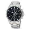 Orologio al quarzo business casual sportivo con quadrante nero e cinturino argento