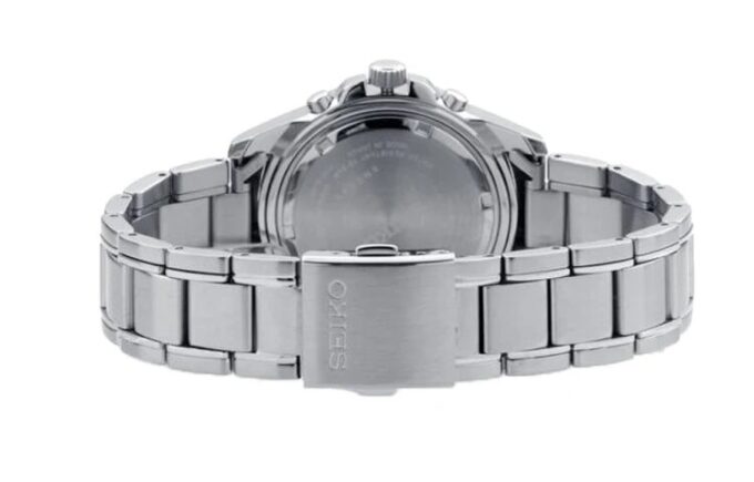 Orologio al quarzo business casual sportivo con quadrante nero e cinturino argento