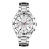 Orologio al quarzo in acciaio con cinturino a strisce e quadrante bianco, stile business casual, impermeabile fino a 100 metri, Three Eyes