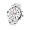 Orologio al quarzo in acciaio con cinturino a strisce e quadrante bianco, stile business casual, impermeabile fino a 100 metri, Three Eyes