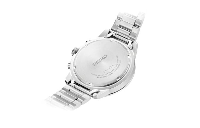 Orologio al quarzo in acciaio con cinturino a strisce e quadrante bianco, stile business casual, impermeabile fino a 100 metri, Three Eyes