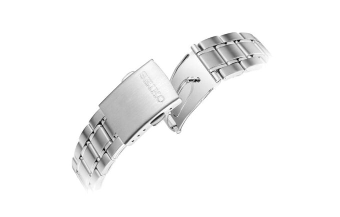 Orologio al quarzo in acciaio con cinturino a strisce e quadrante bianco, stile business casual, impermeabile fino a 100 metri, Three Eyes