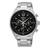 Orologio Business Casual Sportivo al Quarzo con Quadrante Nero e Cinturino Argento