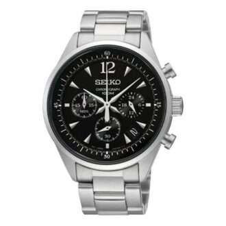 Orologio Business Casual Sportivo al Quarzo con Quadrante Nero e Cinturino Argento