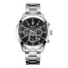 Orologio impermeabile con quadrante nero e tre lancette