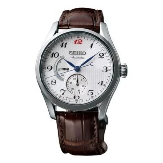 Orologio meccanico automatico Presage con quadrante bianco e cinturino marrone