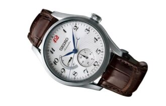 Orologio meccanico automatico Presage con quadrante bianco e cinturino marrone