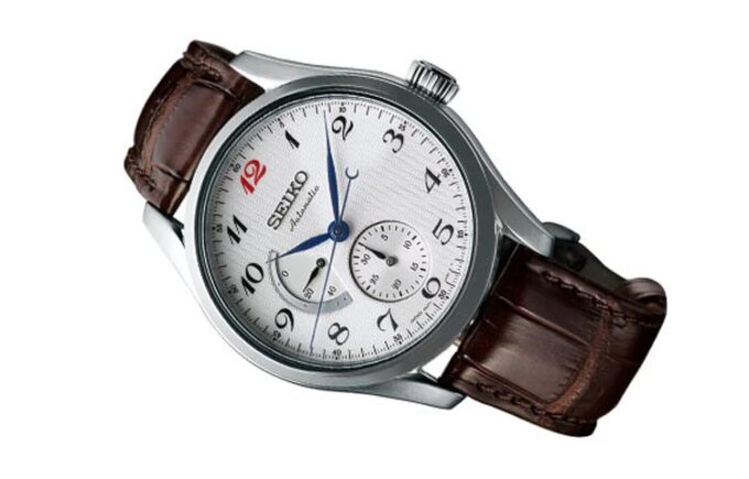 Orologio meccanico automatico Presage con quadrante bianco e cinturino marrone