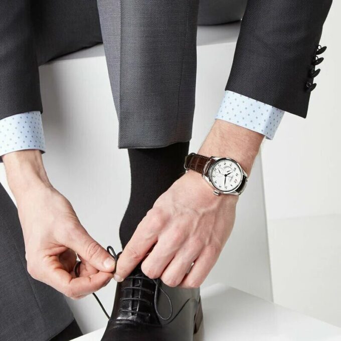 Orologio meccanico automatico Presage con quadrante bianco e cinturino marrone