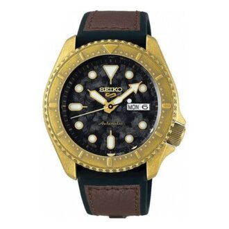 Orologio meccanico automatico retrò impermeabile serie n. 5, nero e marrone