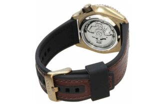 Orologio meccanico automatico retrò impermeabile serie n. 5, nero e marrone