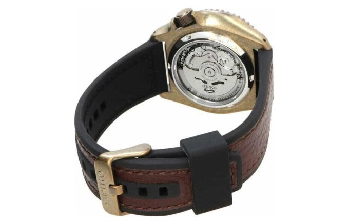 Orologio meccanico automatico retrò impermeabile serie n. 5, nero e marrone