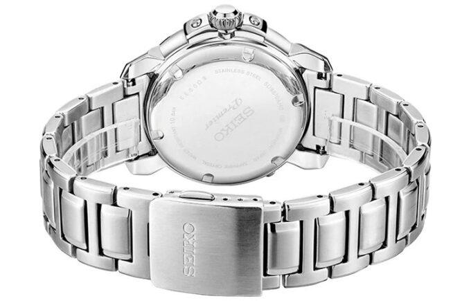 Orologio Premier Series con quadrante blu, cinturino in acciaio e vetro zaffiro